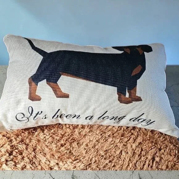 New Utopia Bedding 2 Dachshund Print Throw Pillows set zippered 12 x 20 - Picture 2 of 16